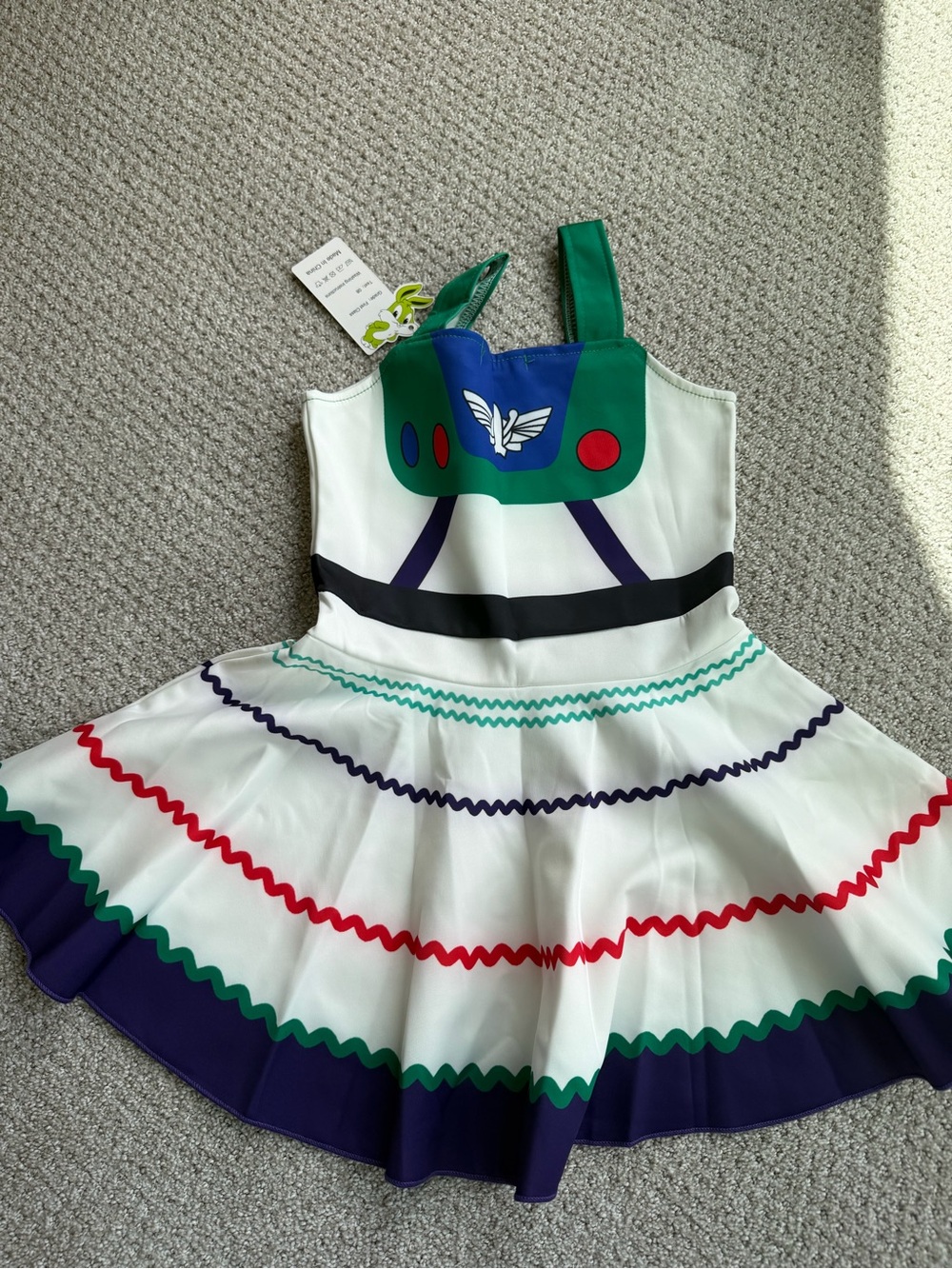 NWT Buzz Lightyear Inspired Green and White Kids Costume Twirly Dress